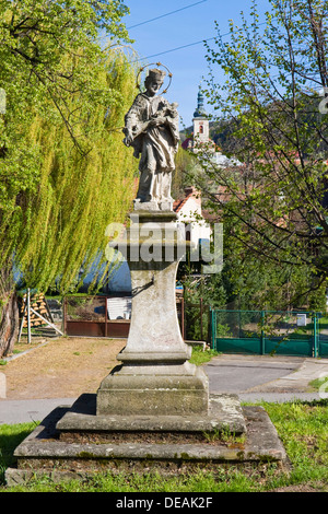 Statue des Heiligen Johannes von Nepomuk, ein Kulturdenkmal, Strilky, Kromeriz District, Region Zlin, Moravia, Tschechien, Europa Stockfoto