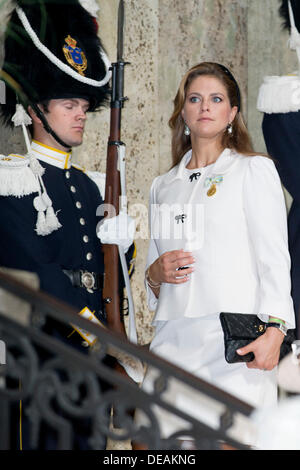 Prinzessin Madeleine besucht ein Te Deum Dankgottesdienst in der königlichen Kapelle in den königlichen Palast, Stockholm, Schweden, 15. September 2013 zum 40. Jahrestag des Königs auf den Thron zu feiern. Foto: Patrick van Katwijk Stockfoto