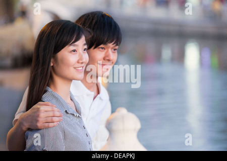 Nahaufnahme des Paares am See Stockfoto