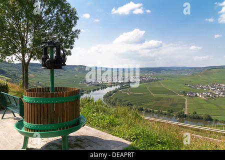 Mosel, Moseltal und Leiwen, Bernkastel-Wittlich, Rheinland-Pfalz, Deutschland Stockfoto