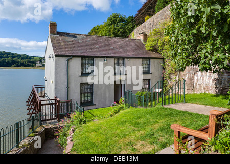 Das Bootshaus, der Dichter Dylan Thomas ehemaliges Haus in Laugharne, Carmarthenshire, Wales, UK Stockfoto