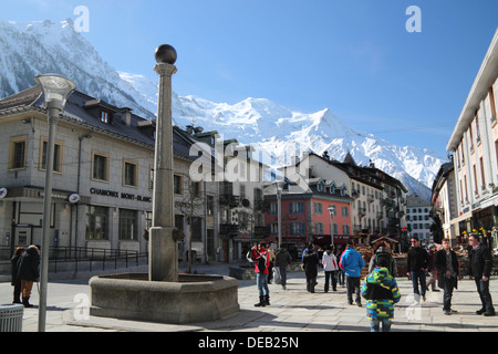 Platzieren Sie Balmat und Mont-Blanc, Chamonix, Frankreich. Stockfoto