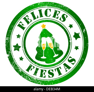 Frohe Feiertage Grunge Stempel, in spanischer Sprache Stockfoto
