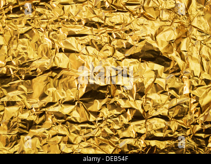 Faltige Goldfolie Hintergrund Stockfoto