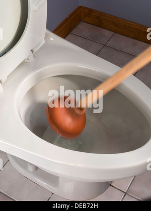 Kolben freimachende Wohn Toilette, USA Stockfoto