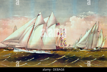 Rundung der Lichtschiff, Yacht Racing, um 1870 Stockfoto