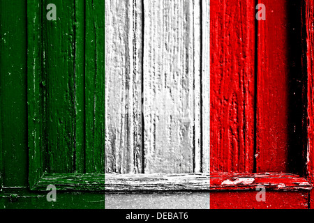 Flagge von Italien bemalt auf Holzrahmen Stockfoto