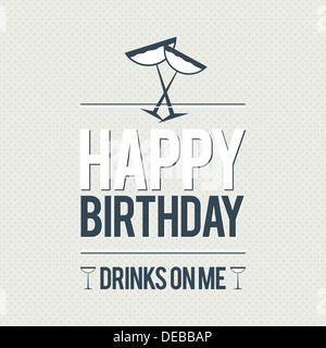 Vektor-Illustration Geburtstag Grußkarte Wunsch mit kostenlosen Getränken. Stockfoto