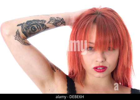 -Modell veröffentlicht. Unglücklich nachdenkliche junge Frau Stockfoto