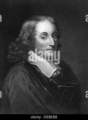 Blaise Pascal - französischer Philosoph, Mathematiker, Physiker und Theologe. Gravur Stockfoto