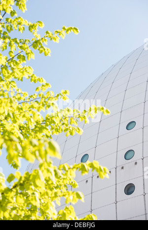 Detail der Stockholm Globe Arena, eine Kugel geformt-Stadion für Konzert- und Sport Arrangements in Schweden Stockfoto