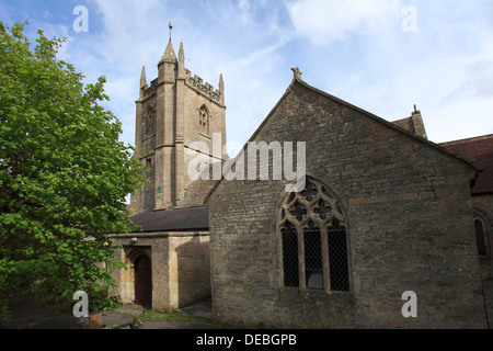 Alle Heiligen Pfarrkirche, Nunney Dorf, Somerset Levels, Somerset County, England, UK Stockfoto