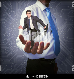 Edel-Manager halten Kleinunternehmer in der hand Stockfoto