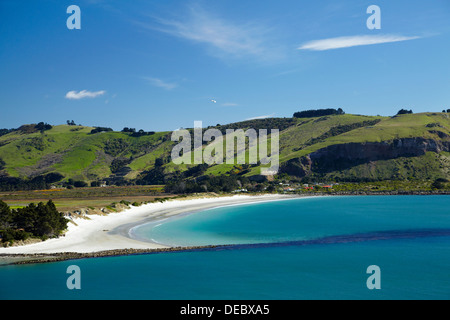 Otago Harbour Eingang und Aramoana Strand, Dunedin, Otago, Südinsel, Neuseeland Stockfoto