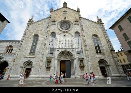 Westfassade der Kathedrale von Como, Kathedrale von Santa Maria Maggiore, Como, Lombardei, Italien Stockfoto