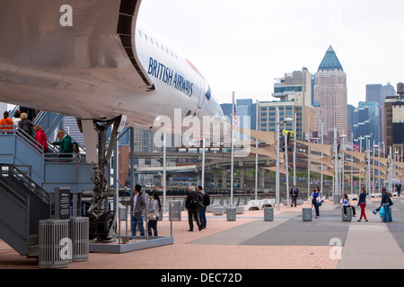 British Airways Concorde Überschall-Jet auf dem Intrepid Sea, Air & Space Museum Stockfoto