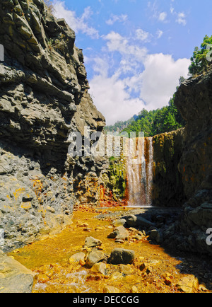 Cascada de Los Colores im Caldera de Taburiente National Park auf La Palma, Kanarische Inseln, Spanien Stockfoto