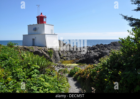 Amphitrite Point Lighthouse, Ucluelet BC, Vancouver Island, Kanada Stockfoto