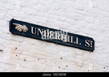 Underhill Straße Zeichen, Bridgnorth, Shropshire, England, UK Stockfoto