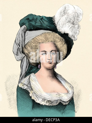 Marie Antoinette, Königin von Frankreich. Hand - farbige Holzschnitt Stockfoto