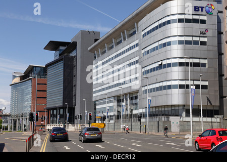 Blick westlich entlang der Broomielaw in Glasgow City Centre, Schottland, UK Stockfoto