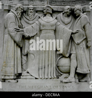 Skulptur in der Folger Shakespeare Library in Washington, DC (nur nordöstlich von dem US Capitol) des Bildhauers Gregory 1932. Stockfoto