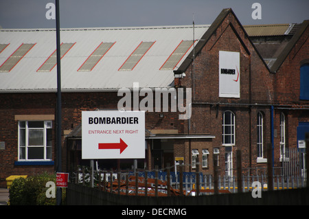 Bombardier - Derby Litchurch Spur arbeitet. Zug-Fabrik in derby Stockfoto