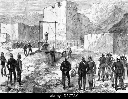 Antiken Gravur der Ausführung des Cabul (zweiten Anglo-Afghanischen Krieg 1878 – 1880) von der London Illustrated News Stockfoto