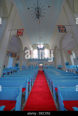 Canongate Kirk Kirche Edinburgh Royal Mile, Schottland, UK Innenraum mit Blick auf die Orgel Stockfoto