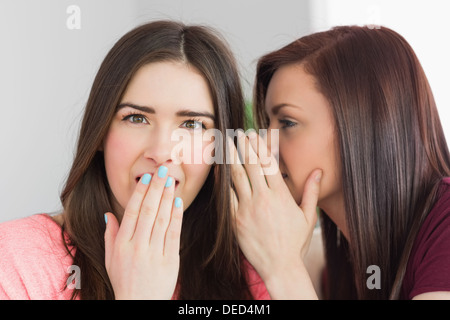 Zwei hübsche Mädchen, die Geheimnisse zu teilen Stockfoto