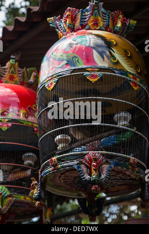 Vogelmarkt Pasar Ngasem oder Yogyakarta Vogelmarkt ist ein beliebter Ort für Liebhaber der Vögel und exotische Vogelkäfige. Stockfoto