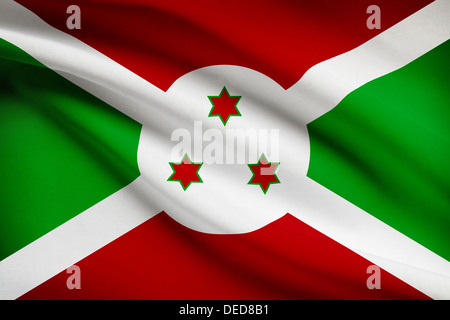 Burundi-Flagge im Wind wehen. Teil einer Serie. Stockfoto