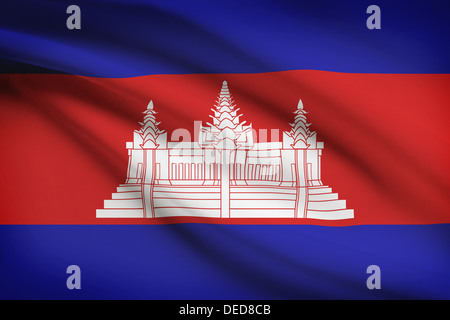 Cambodiam Flagge im Wind wehen. Teil einer Serie. Stockfoto