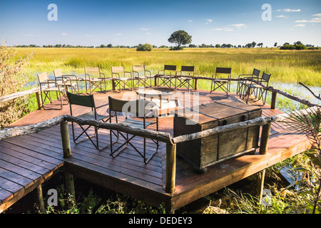 Essbereich in einem Safari Camp, Botswana, Afrika Stockfoto