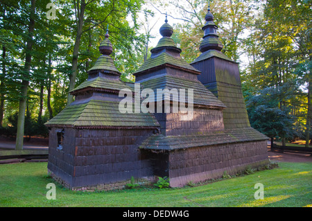 Kostel Sv. Mikuláše hölzerne Kirche Jiraskovy Sady park Hradec Kralove Stadt Böhmen Tschechien Osteuropa Stockfoto