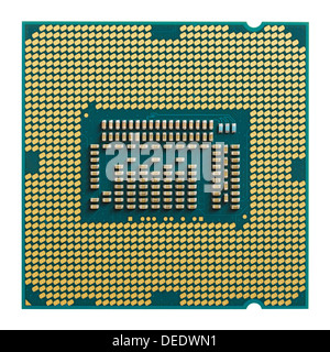 Moderner Quadcore-Prozessor. Isoliert auf weißem, Clipping-Pfad enthalten. Stockfoto