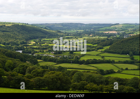 Blick vom Dorf von Pisgah über Capel Bangor im Rheidol Tal in der Nähe von Aberystwyth Ceredigion Wales UK Stockfoto