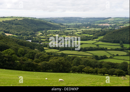 Blick vom Dorf von Pisgah über Capel Bangor im Rheidol Tal in der Nähe von Aberystwyth Ceredigion Wales UK Stockfoto