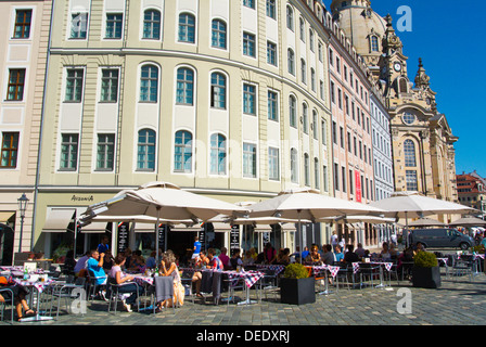 Cafe und Restaurant Terrassen Neumarkt Quadrat Altstadt der alten Stadt Dresden Stadt Deutschland Zentral-Europa Stockfoto