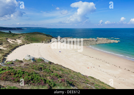 Sandstrand am Cap Frehel, Cotes d ' Armor, Bretagne, Frankreich Stockfoto