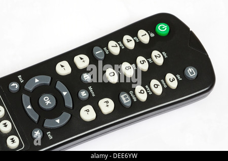Freesat Fernbedienung vor einem weißen Hintergrund. Stockfoto