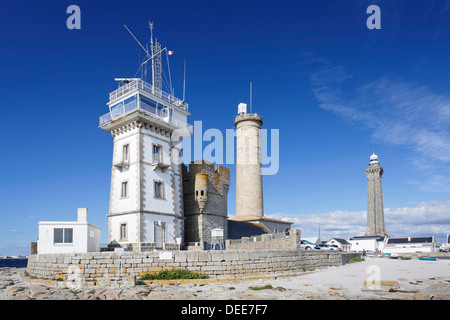 Leuchtturm von PHARE-d'Eckmuhl, Penmarc'h, Finistere, Bretagne, Frankreich, Europa Stockfoto