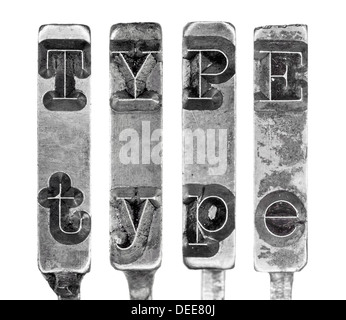 Word Art in alte Schreibmaschine Typebar Briefe, Isolated on White Stockfoto