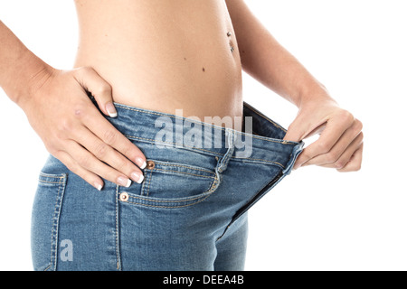 -Modell veröffentlicht. Attraktive junge Frau mit Gewichtsverlust Stockfoto