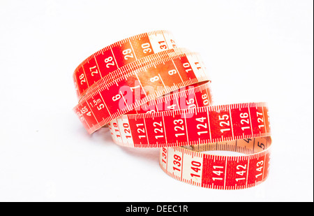 Einzelne rote und weiße Maßband Stockfoto