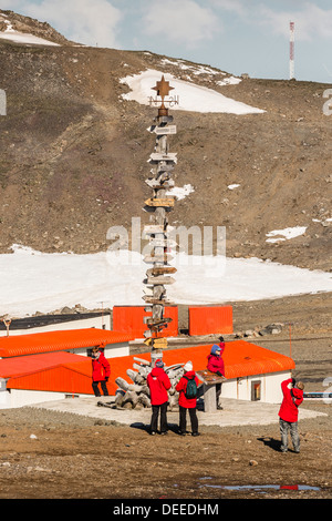 Chilenischen Base Presidente Eduardo Frei Montalva, Collins Hafen, King George Island, Süd-Shetland-Inseln, Antarktis Stockfoto