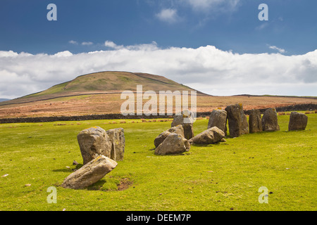 Die neolithischen Swinside Steinkreis (Sunkenkirk Steinkreis), Lake District National Park, Cumbria, England, Vereinigtes Königreich Stockfoto