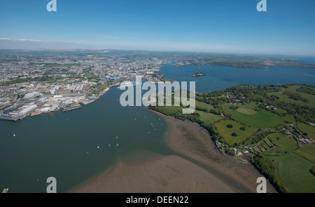 Plymouth und Mount Edgecombe und Fluß Tamar, Devon, England, Vereinigtes Königreich, Europa Stockfoto