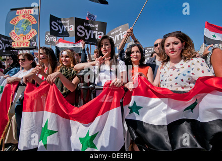 Syrische Protestdemonstration "Don't Angriff Syrien" Trafalgar Square in London 31.08.13 Stockfoto