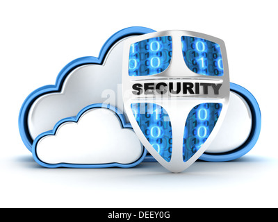 Blue Cloud-Sicherheit (durchgeführt in 3d) Stockfoto